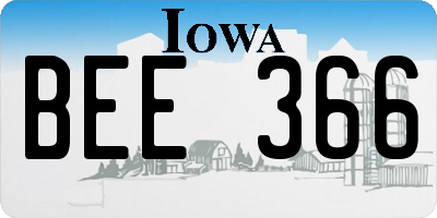 IA license plate BEE366
