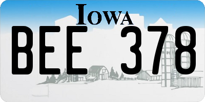 IA license plate BEE378