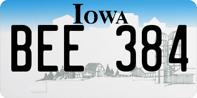 IA license plate BEE384