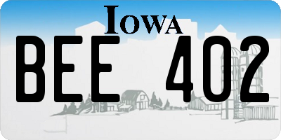 IA license plate BEE402