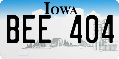 IA license plate BEE404