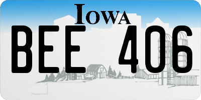 IA license plate BEE406