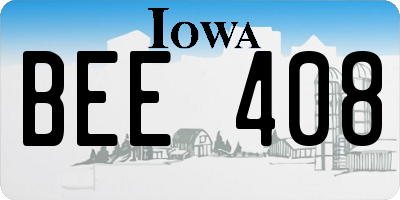 IA license plate BEE408