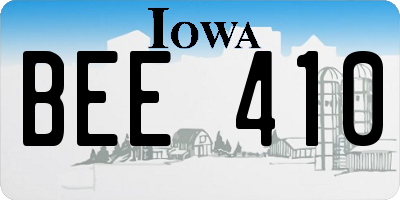 IA license plate BEE410