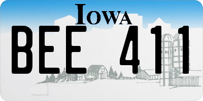 IA license plate BEE411