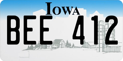 IA license plate BEE412