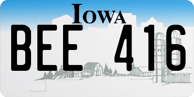 IA license plate BEE416