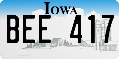 IA license plate BEE417
