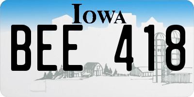 IA license plate BEE418
