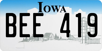 IA license plate BEE419
