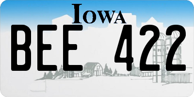 IA license plate BEE422