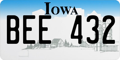 IA license plate BEE432