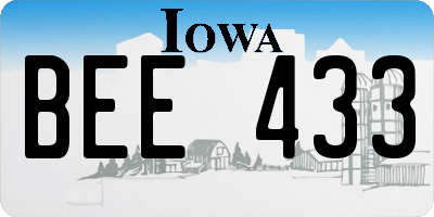 IA license plate BEE433