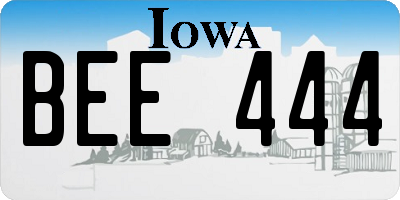 IA license plate BEE444