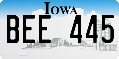 IA license plate BEE445