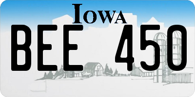 IA license plate BEE450