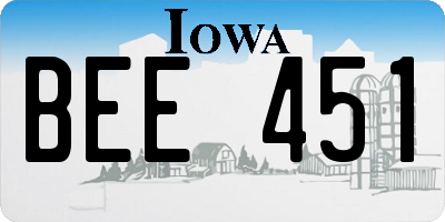 IA license plate BEE451