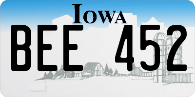 IA license plate BEE452