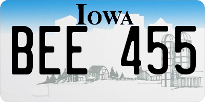 IA license plate BEE455