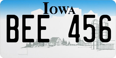 IA license plate BEE456