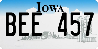 IA license plate BEE457