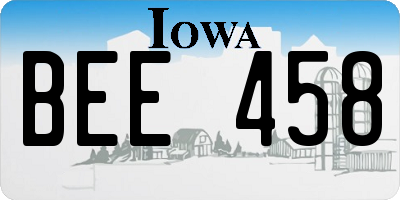 IA license plate BEE458