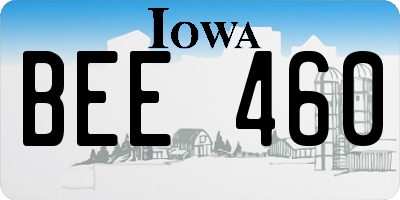 IA license plate BEE460