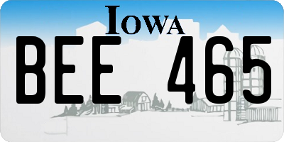IA license plate BEE465