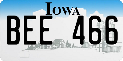IA license plate BEE466