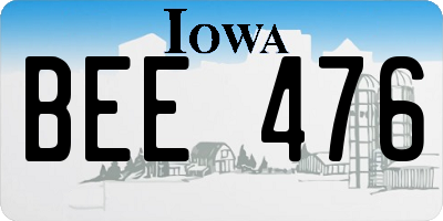 IA license plate BEE476