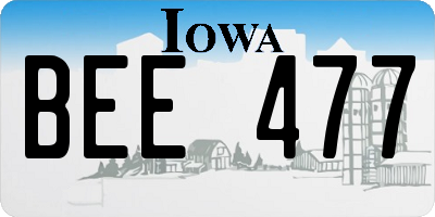 IA license plate BEE477