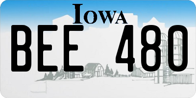IA license plate BEE480