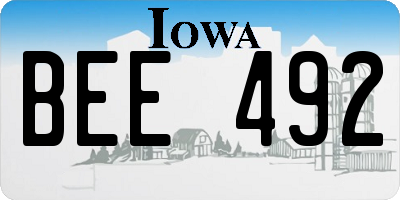 IA license plate BEE492