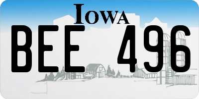 IA license plate BEE496