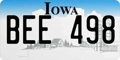 IA license plate BEE498