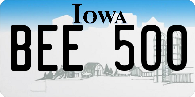IA license plate BEE500