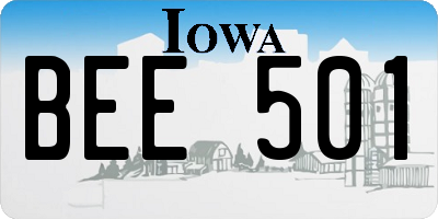 IA license plate BEE501