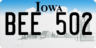 IA license plate BEE502