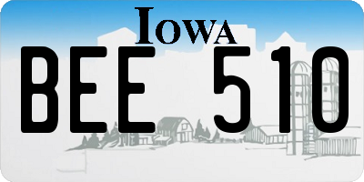IA license plate BEE510