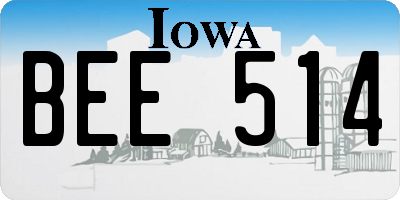IA license plate BEE514
