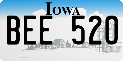 IA license plate BEE520