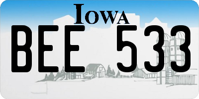 IA license plate BEE533