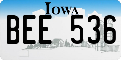 IA license plate BEE536