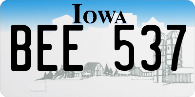 IA license plate BEE537