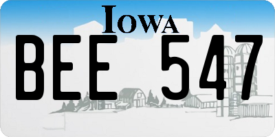 IA license plate BEE547