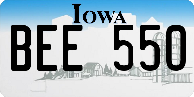 IA license plate BEE550