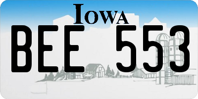 IA license plate BEE553