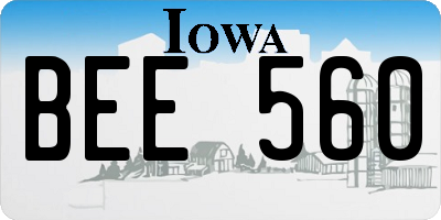 IA license plate BEE560
