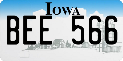 IA license plate BEE566