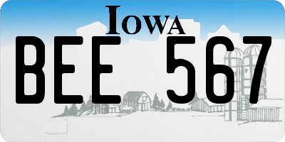 IA license plate BEE567